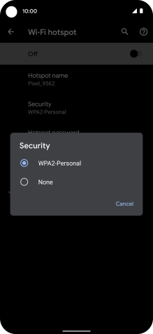 Press WPA2-Personal to password protect your Wi-Fi hotspot.
