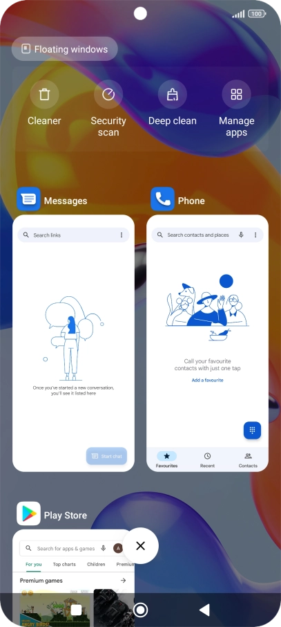 To end one running application, slide your finger right on the required application.