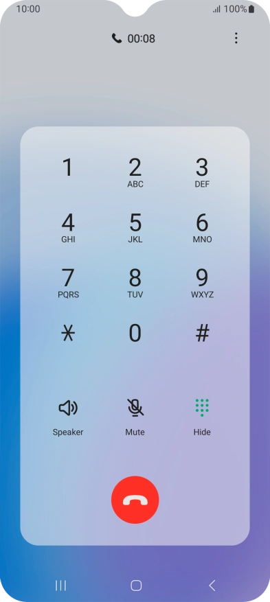 Press the end call icon. Press the end call icon.