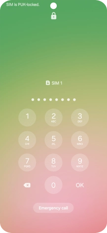 Key in the PUK and press OK.