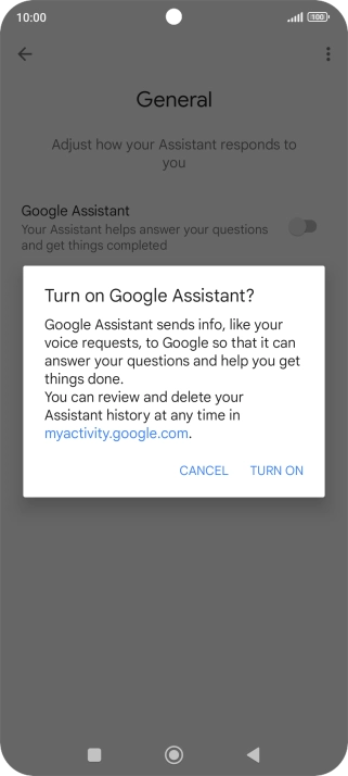 If you turn on the function, press TURN ON.