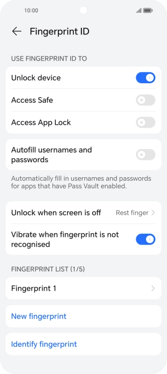 Press the required settings.