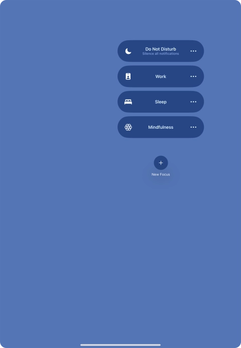 Press the required focus mode to activate or deactivate it immediately.