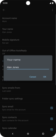 Key in the required sender name and press OK.