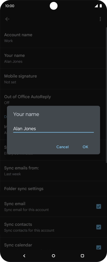 Key in the required sender name and press OK.