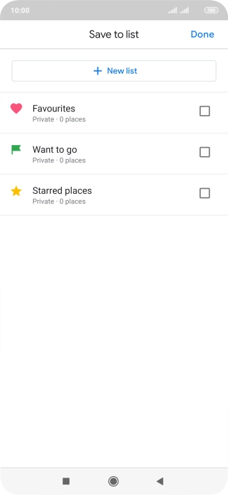 If you select New list, follow the instructions on the screen to create a new list.