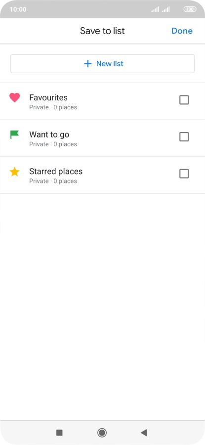 If you select New list, follow the instructions on the screen to create a new list.