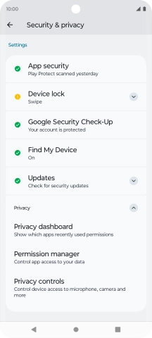 Press Permission manager.