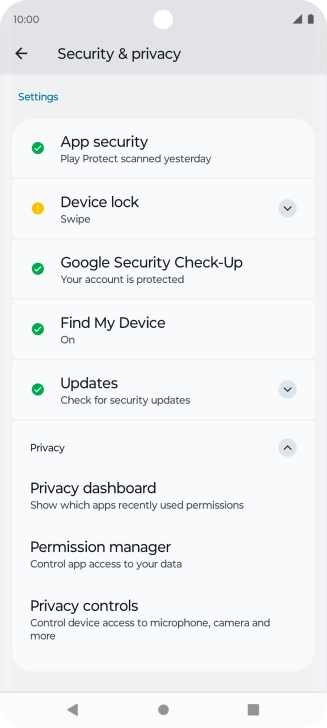 Press Permission manager.
