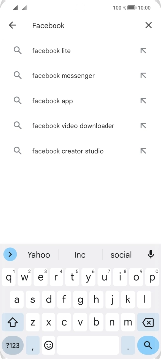 Key in Facebook and press the search icon. Key in Facebook and press the search icon.