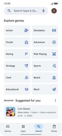 Press the search field.