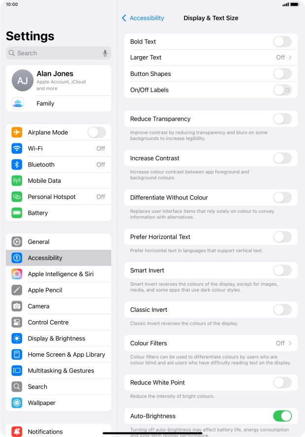 Press the indicator next to 