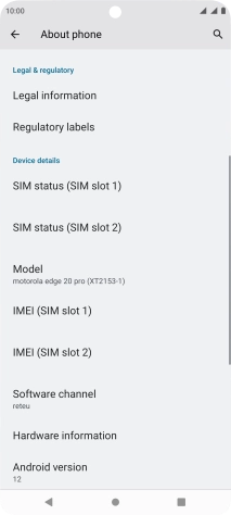 Your phone's software version is displayed below Android version.