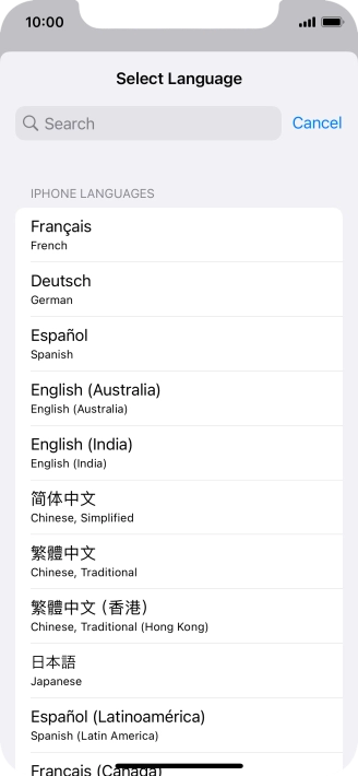 Press the required language.