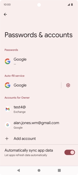 Press the required email account.