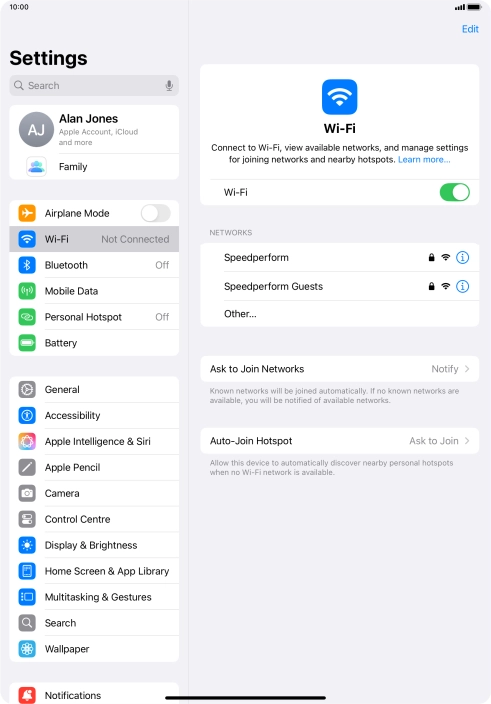 Press the required Wi-Fi network and key in the password for the Wi-Fi network. Press the required Wi-Fi network and key in the password for the Wi-Fi network.