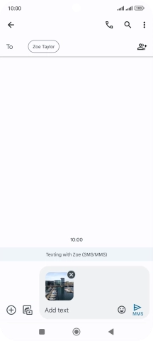 Press the text input field and write the text for your picture message. Press the text input field and write the text for your picture message.