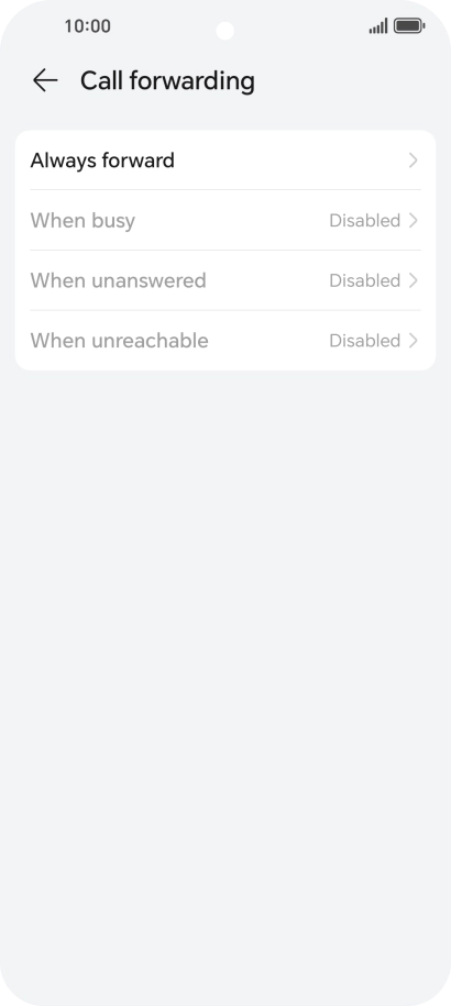Press the required divert type. Press the required divert type.