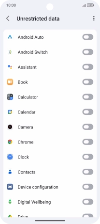 Press the indicators next to the required apps to turn the function on or off.