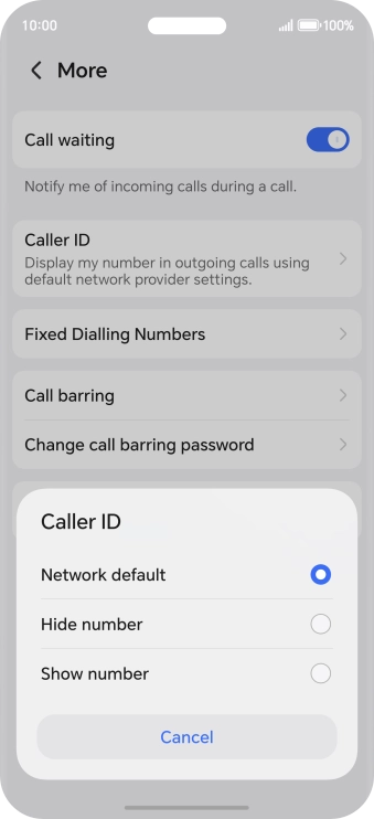Press Show number to turn on caller identification.