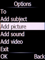 Select Add picture and press the Left selection key.