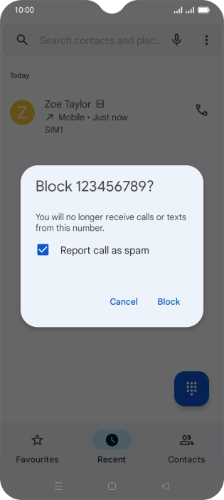 To report the number as spam, press the field next to 