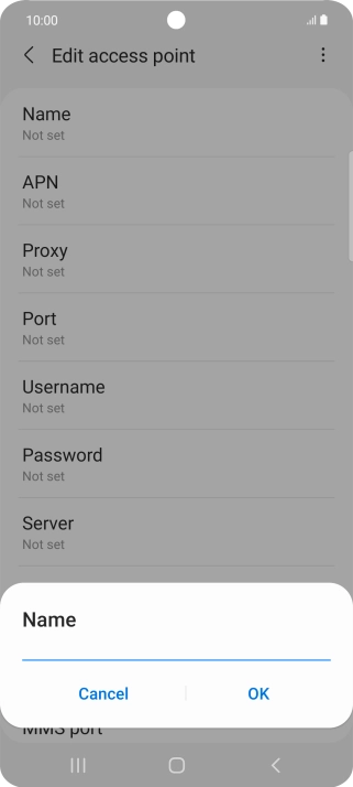 Key in Vodafone Internet and press OK.
