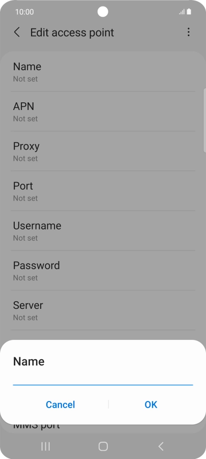 Key in Vodafone Internet and press OK.