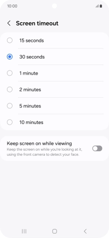 Press the required setting.