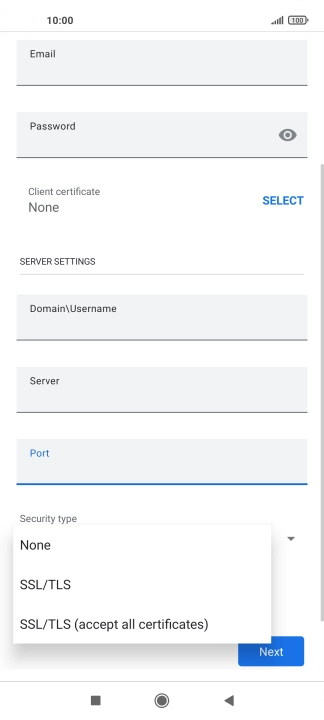 Press the required setting.