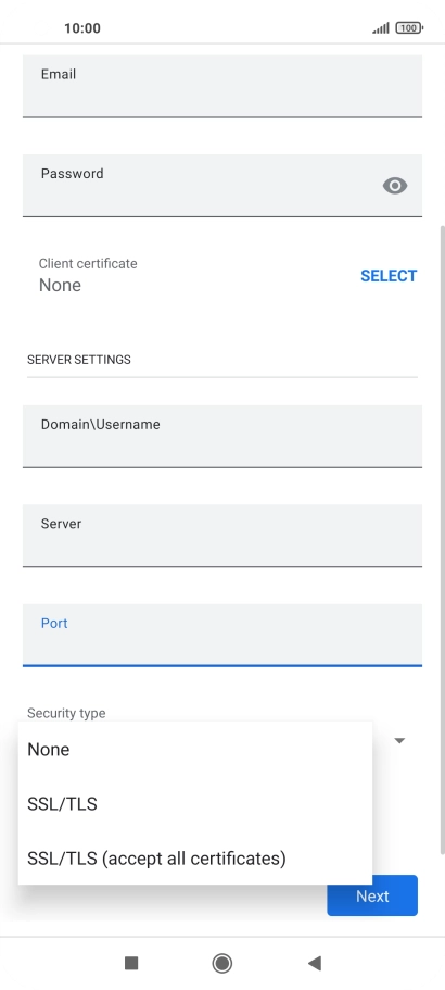 Press the required setting.