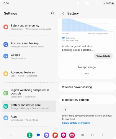 Press More battery settings.