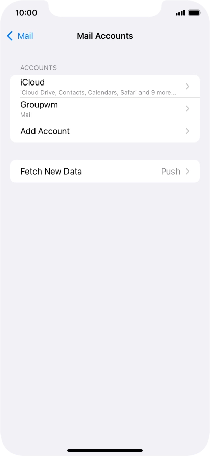 Press the name of the email account you've just set up. Press the name of the email account you've just set up.