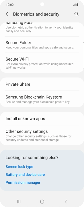 Press Other security settings. Press Other security settings.