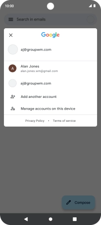 Press the required email account.
