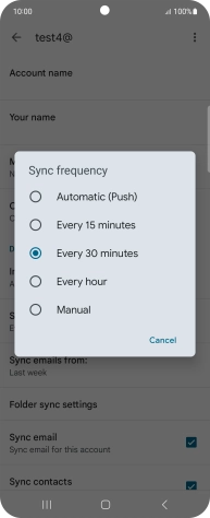 Press the required setting.