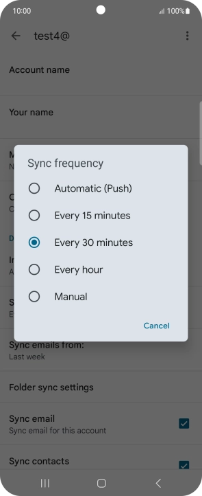 Press the required setting.