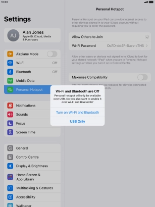 If Wi-Fi is turned off, press Turn on Wi-Fi and Bluetooth.