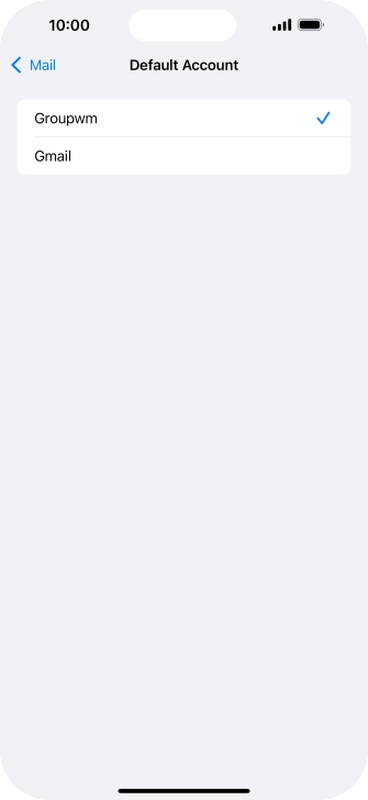 Press the required email account to select the email account as your default account.