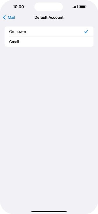 Press the required email account to select the email account as your default account.