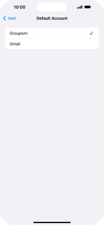 Press the required email account to select the email account as your default account.