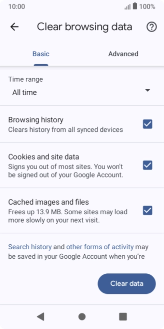 Press the fields next to the required data types.