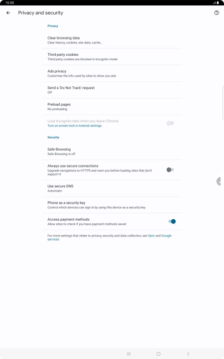 Press Clear browsing data.