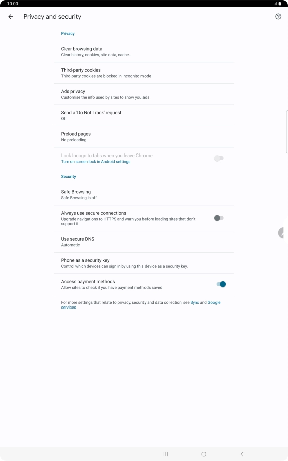 Press Clear browsing data.