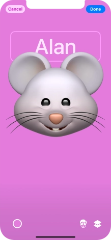 Press the name field and follow the instructions on the screen to select the required font and colour for your name on the Contact Poster.