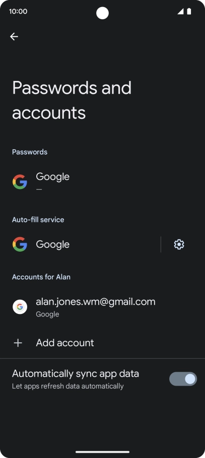 Press the required account.