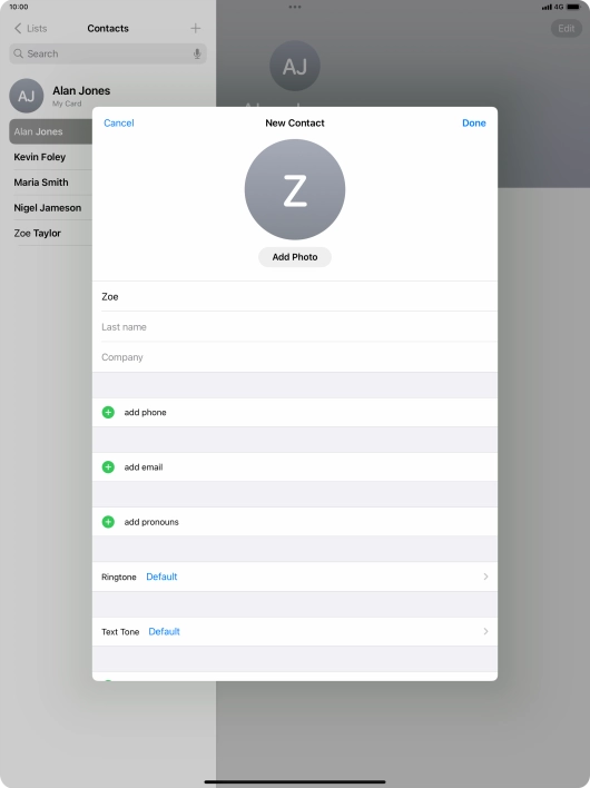 Press Last name and key in the last name.