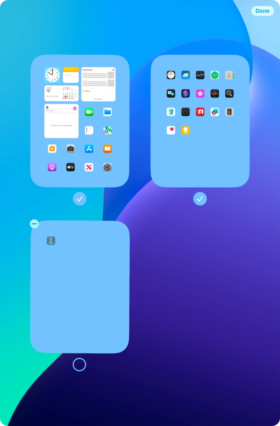 Press the delete icon next to the required home screen page.