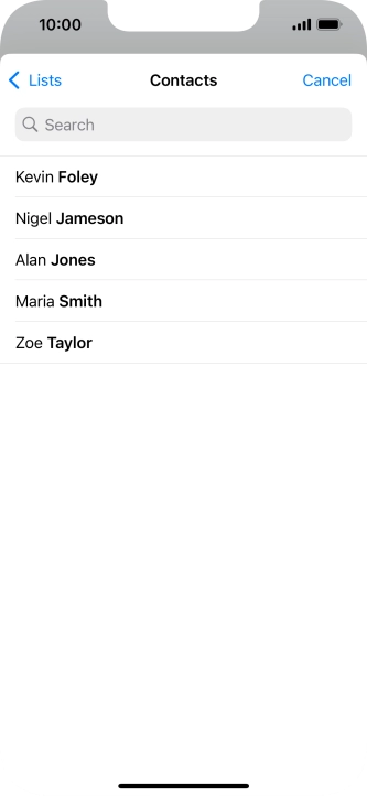 Press the required contact.