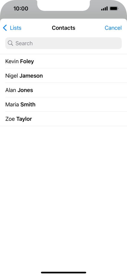 Press the required contact.